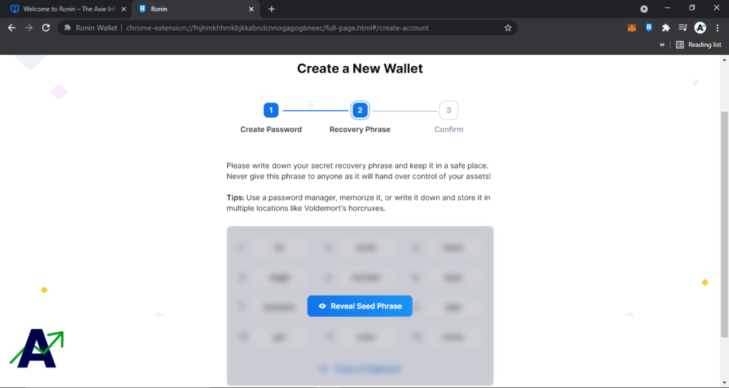 install ronin wallet - recovery phrase